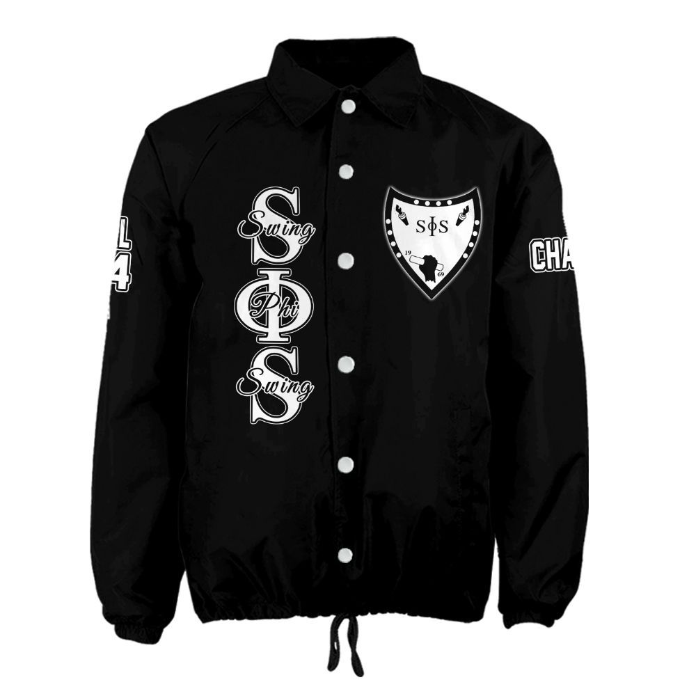 Ireishprint Swing Phi Swing Custom Chapter Crossing Jacket, Personalized Black Jacket Swing Phi Swing Sorority Crossing Jacket