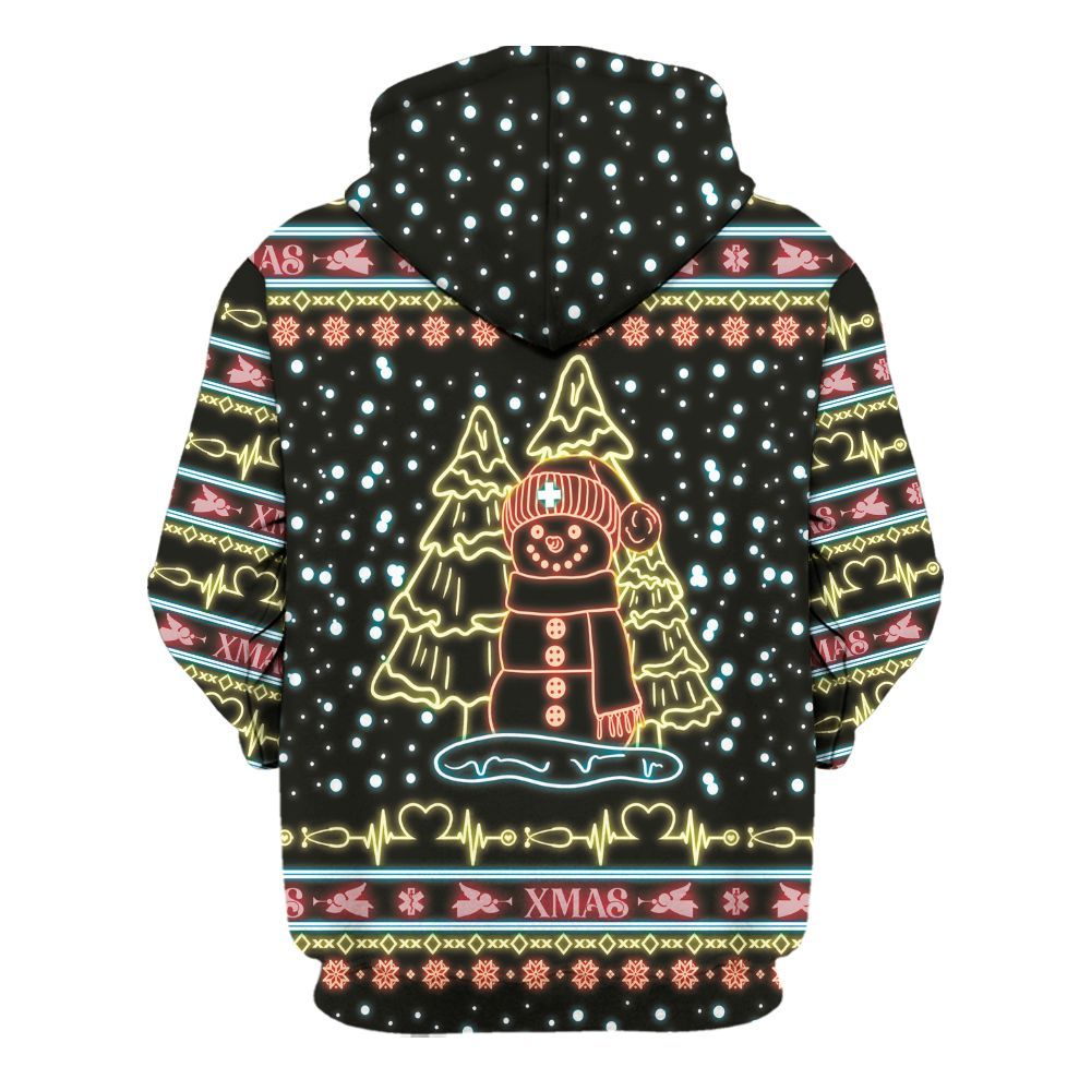 Amare Box Nurse Snowman Neon Light, Nurse Christmas, Gift For Nurse, Nurse Xmas Unisex Hoodie