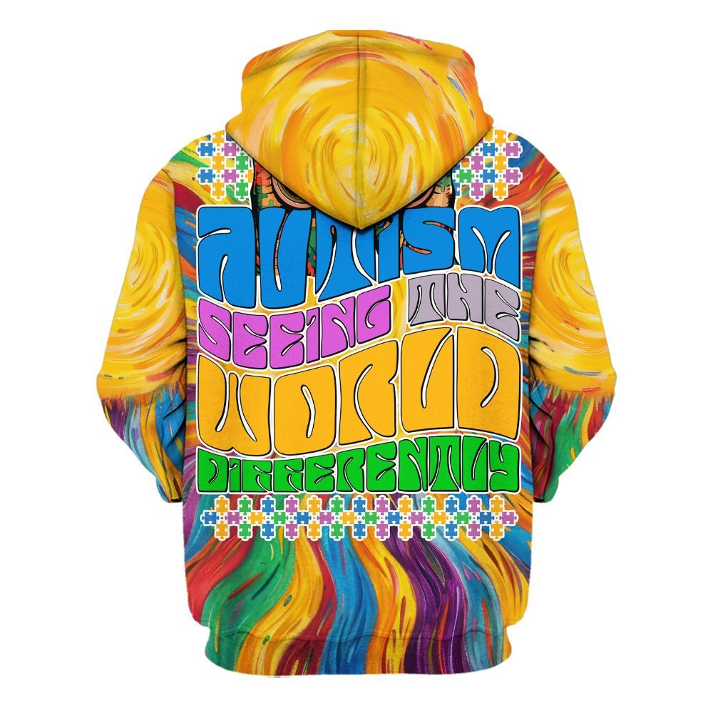 Amare Box Autism Seeing The World Autism Awareness Shirt, Mental Heath Special Education Unisex Hoodie