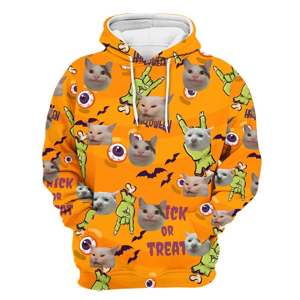 Amare Box Custom Face Halloween Hawaii Shirt, Pet Halloween Boo Horror Spooky Nightmare Pumpkin Unisex Hoodie