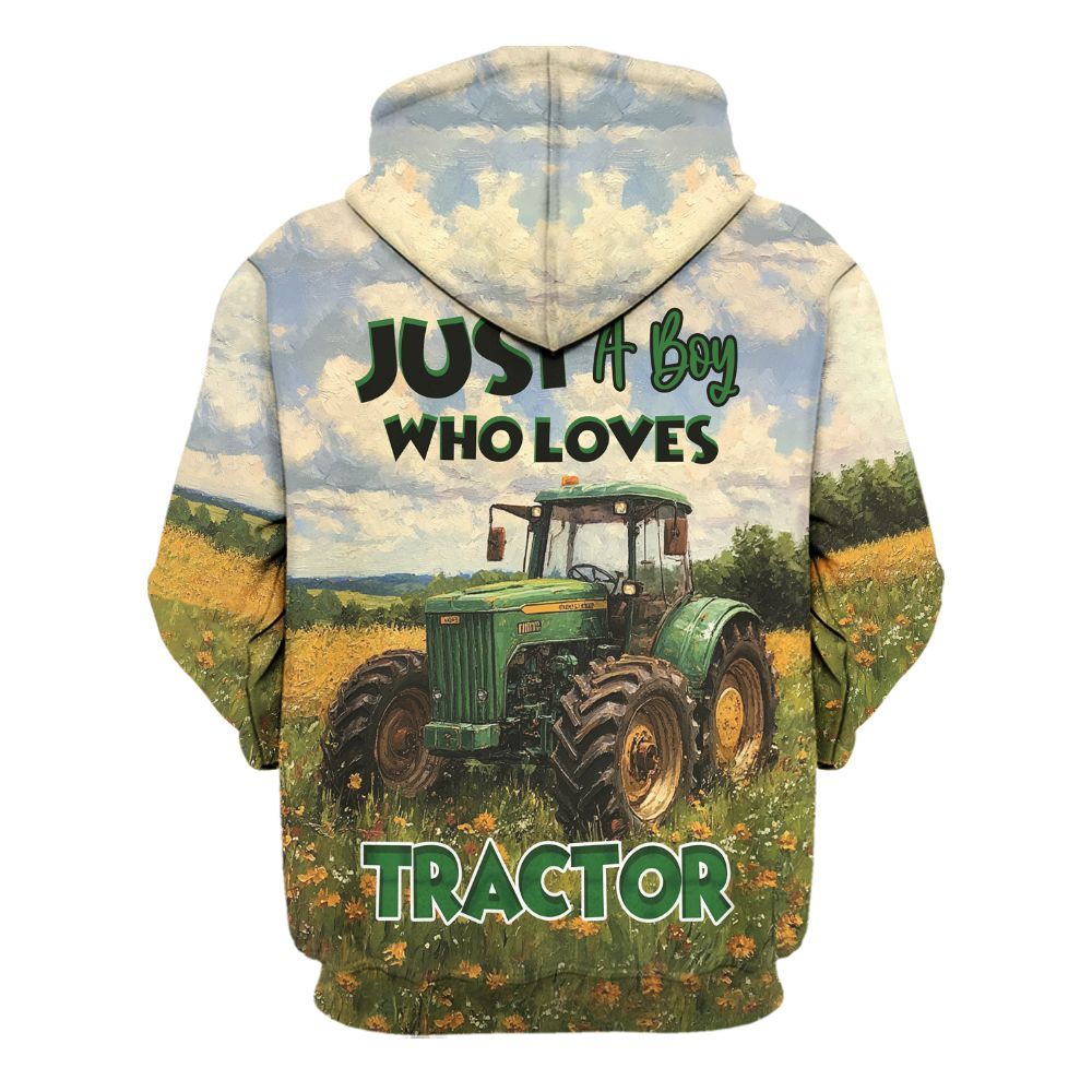 Amare Box Farm Tractor Shirt, Just A Boy Who Love Tractor, Custom Name Shirt, Tractor Clipart, Love Tractor, Vintage Tractor, Boy Tractor, Gift For Loves Farmer Unisex Hoodie