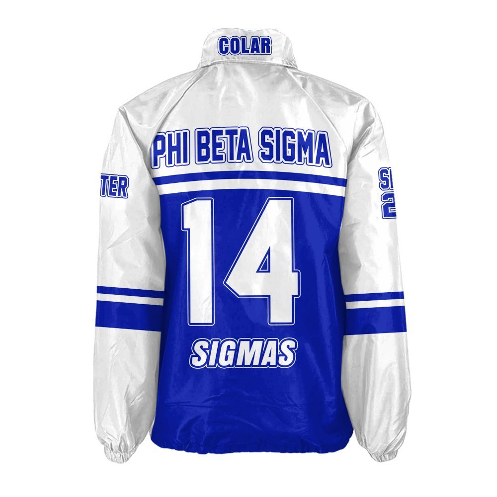 Ireishprint Phi Beta Sigma Custom Chapter Crossing Jacket, Personalized White Sleeves Royal Blue Jacket Phi Beta Sigma Fraternity Crossing Jacket