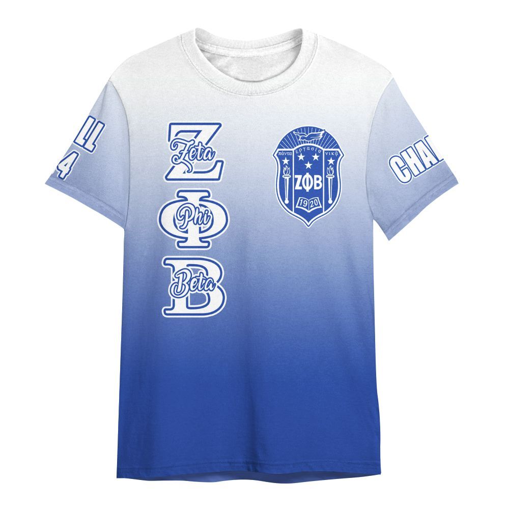 Ireishprint Zeta Phi Beta Custom Chapter Shirt, Personalized Faded Color Shirt Zeta Phi Beta Sorority All Over Print Shirt