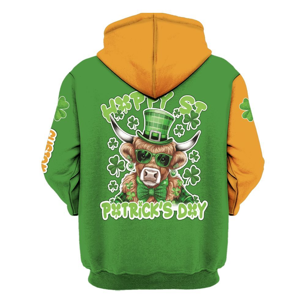 Amare Box Cow Farm Shirt, ST Patrick's Day Cow, Happy ST Patrick's Day, Funny Cow, Cow Shirt, Holiday Custom Name Gift For Cow Lover Unisex Hoodie