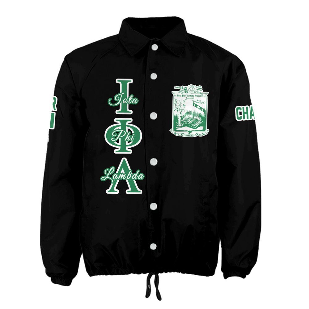 Ireishprint Iota Phi Lambda Custom Line Crossing Jacket, Personalized Black Line Jacket Iota Phi Lambda Sorority Crossing Jacket