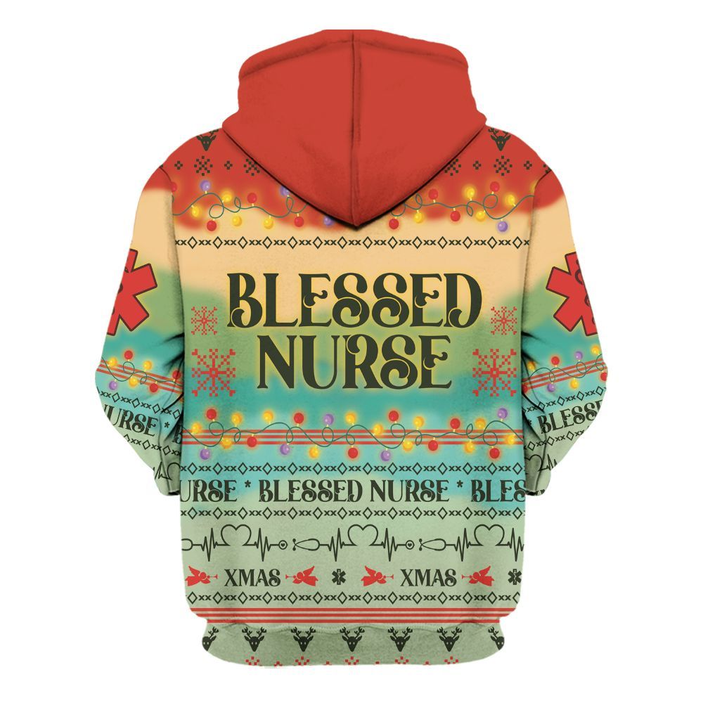 Amare Box Blessed Nurse, Christmas Nurse, Gift For Nurse Unisex Hoodie