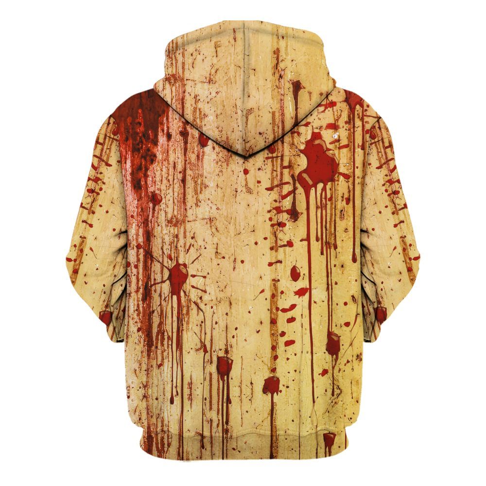 Amare Box Bloody Problem Solved Halloween Scary Horror Sublimated Tie Dye Shirt, Blood Effect Graphic Unisex Hoodie
