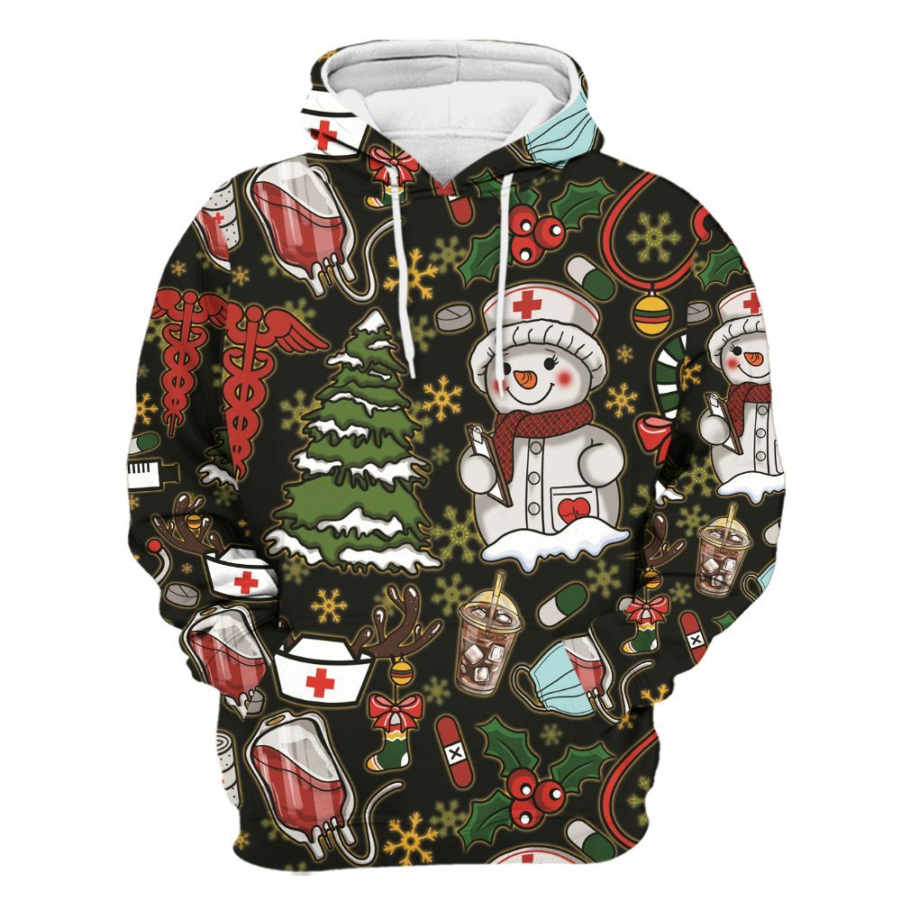 Amare Box Snow Nurse, Merry Xmas, Christmas Party Gift For Nurse, Nurse Coquette, Nurse Life Unisex Hoodie