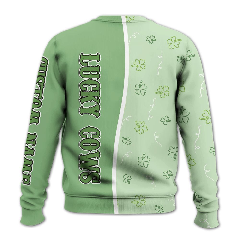 Amare Box Cow Farm Shirt, ST Patrick's Day Cow, Lucky Cows, Funny Cow, Highland Cow, Cow Shirt, Holiday Custom Name Gift For Cow Lover Knitted Sweater