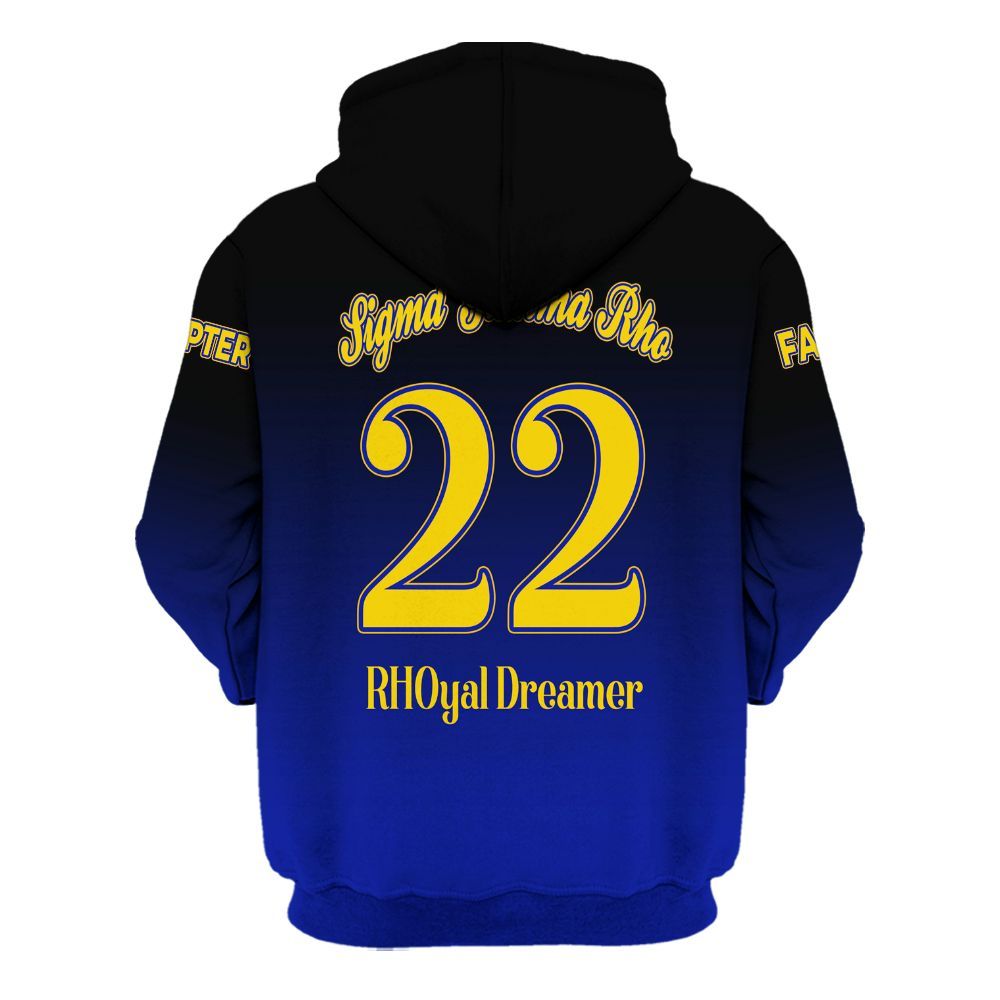 Ireishprint Sigma Gamma Rho Custom Chapter Shirt, Blue Duo Gold Gradient Style 1922 Sorority Hoodie