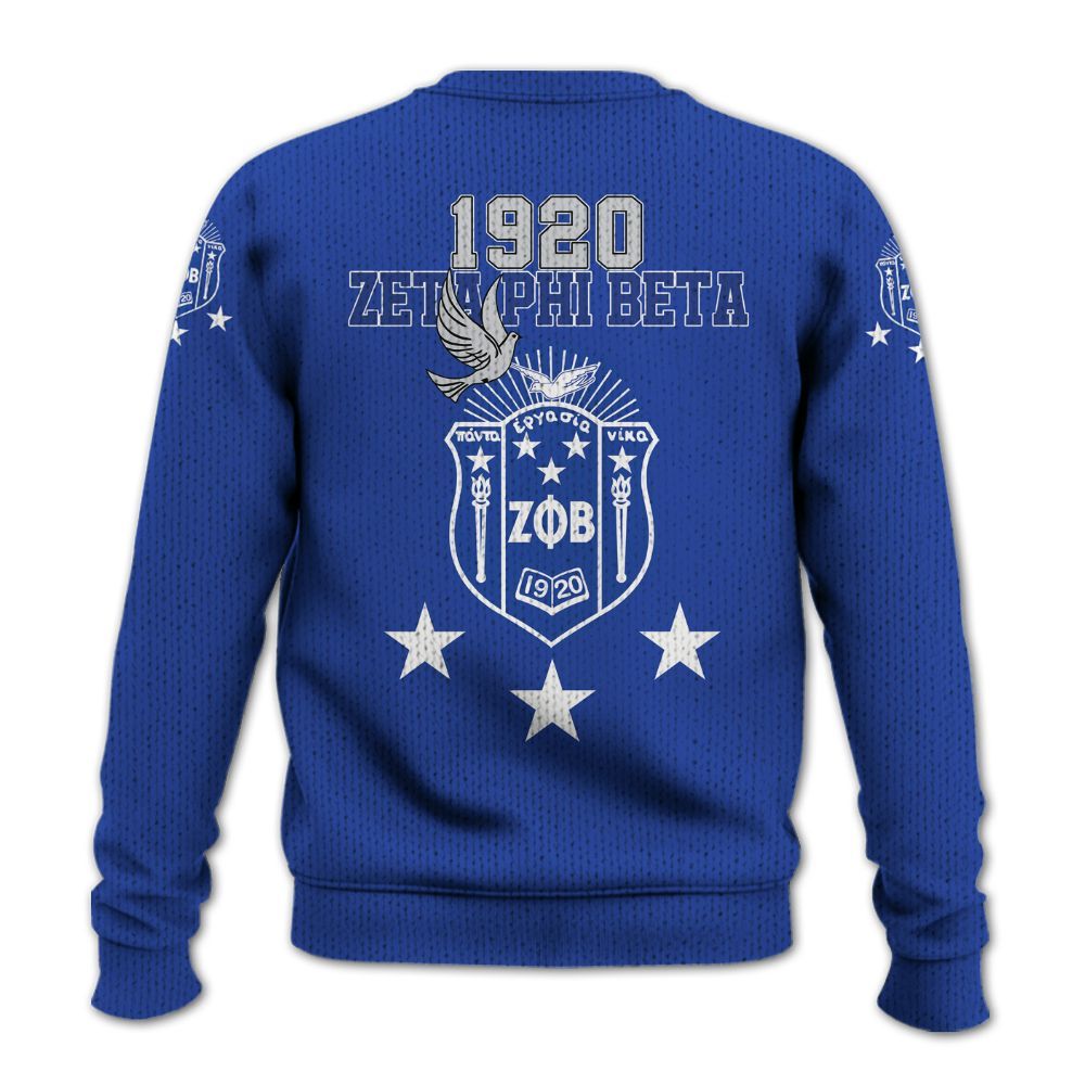 Ireishprint Zeta Phi Beta Shirt, Zeta Blue Dove Style 1920 Sorority Knitted Sweater