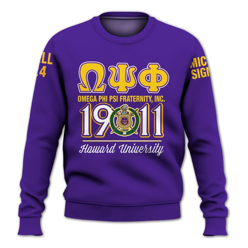 Ireishprint ΩΨΦ Custom Probate Line Shirt, Personalized Purple Shirt ΩΨΦ 1911 Fraternity Sweatshirt