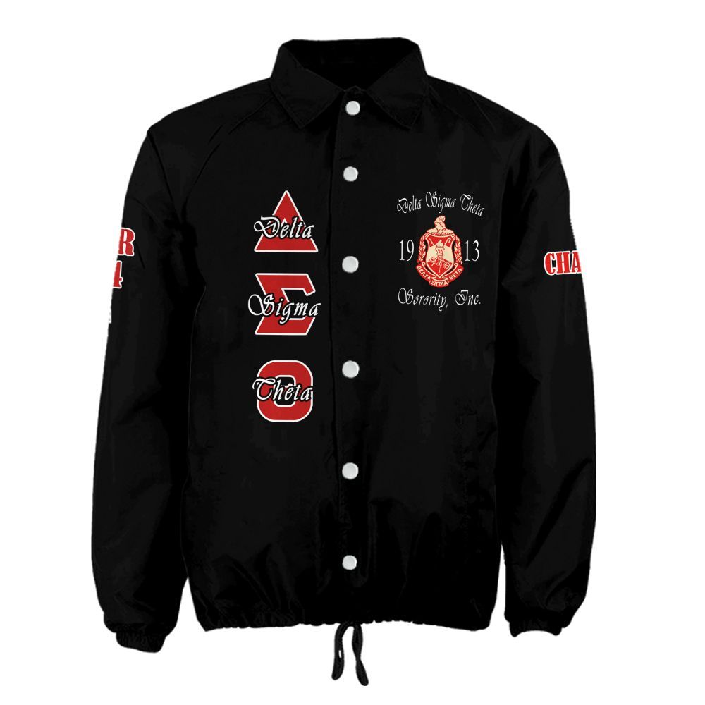 Ireishprint Delta Sigma Theta Custom Line Crossing Jacket, Personalized Black Jacket Delta Sigma Theta Sorority Crossing Jacket