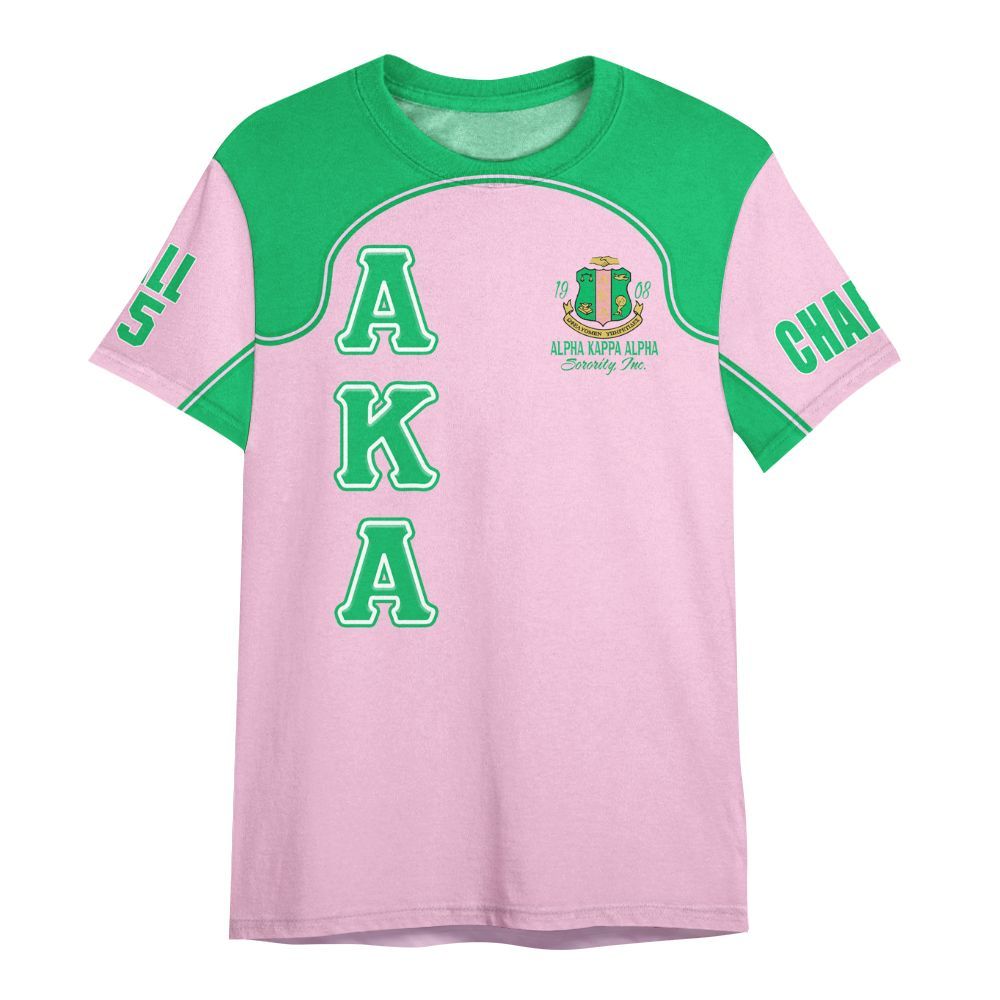 Ireishprint A.K.A Custom Chapter Shirt, Salmon Pink And Apple Green Racing Style 1908 Sorority Shirt