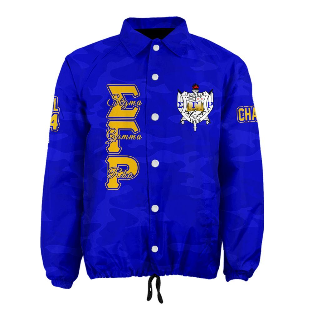 Ireishprint Sigma Gamma Rho Custom Line Crossing Jacket, Personalized Camoflage Style Royal Blue Jacket Since 1922 Sorority Crossing Jacket