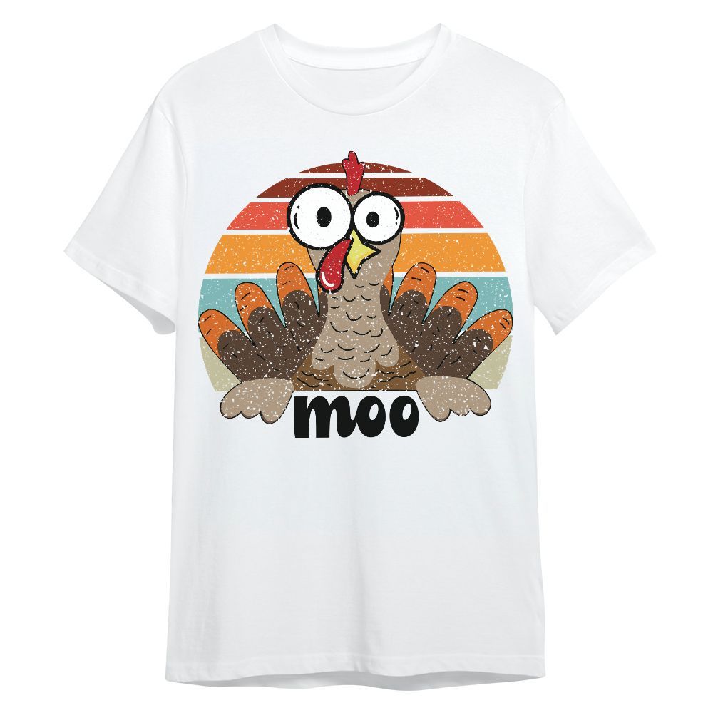 Amare Box Thanksgiving Turkey Shirt, Retro Funny Turkey Moo Fake Cow Design Gift For Fan Unisex Shirt