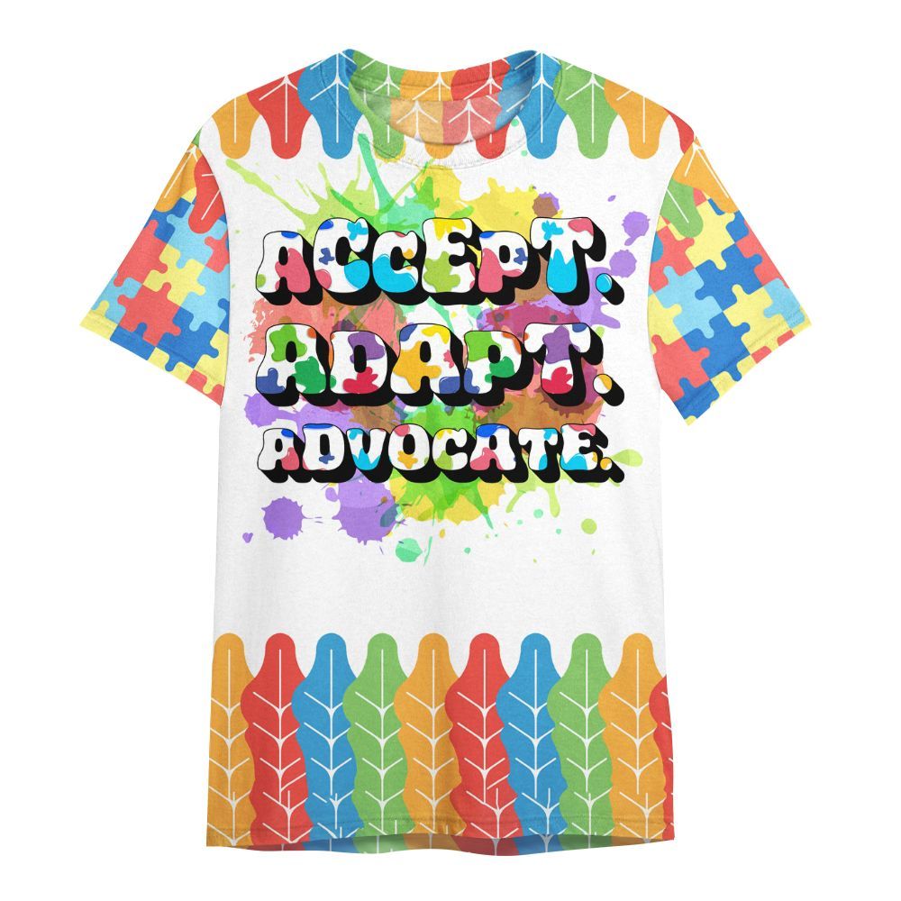 Amare Box Accept Adapt Advocate Autism Awareness Shirt, Mental Heath Special Education All Over Print Unisex Shirt