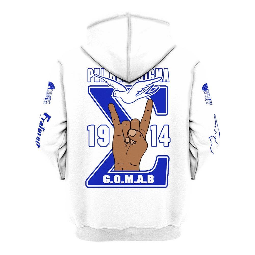 Ireishprint Phi Beta Sigma Shirt, Dove Hand Sign White Shirt Phi Beta Sigma Fraternity Hoodie