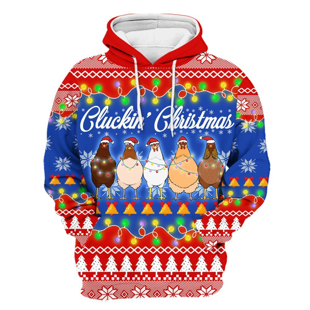 Amare Box Merry Cluckin' Christmas Shirt, Christmas Farm, Cute Chicken Lover, Christmas Unisex Custom Name Gift Shirt Unisex Hoodie