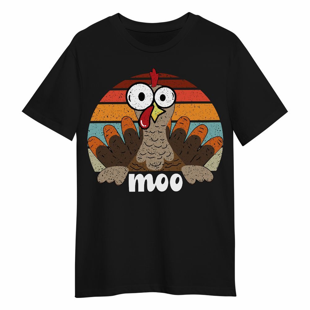 Amare Box Thanksgiving Turkey Shirt, Retro Funny Turkey Moo Fake Cow Design Gift For Fan Unisex Shirt