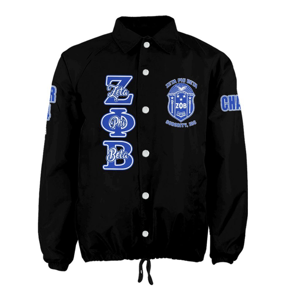 Ireishprint Zeta Phi Beta Custom Line Crossing Jacket, Personalized Black Love Zeta Dove Z Phi B Black Jacket 1920 Zeta Phi Beta Sorority Crossing Jacket
