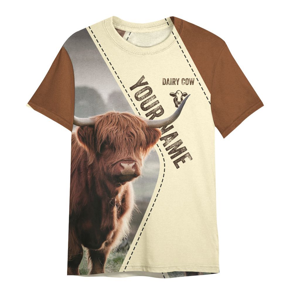Amare Box Cow Farm Shirt, Highland Cow's Farm, Cute Cow, Farm Cow, Cow Shirt, Farm Shirt, Cow Lover, Custom Name Gift Shirt For Farmer All Over Print Unisex Shirt