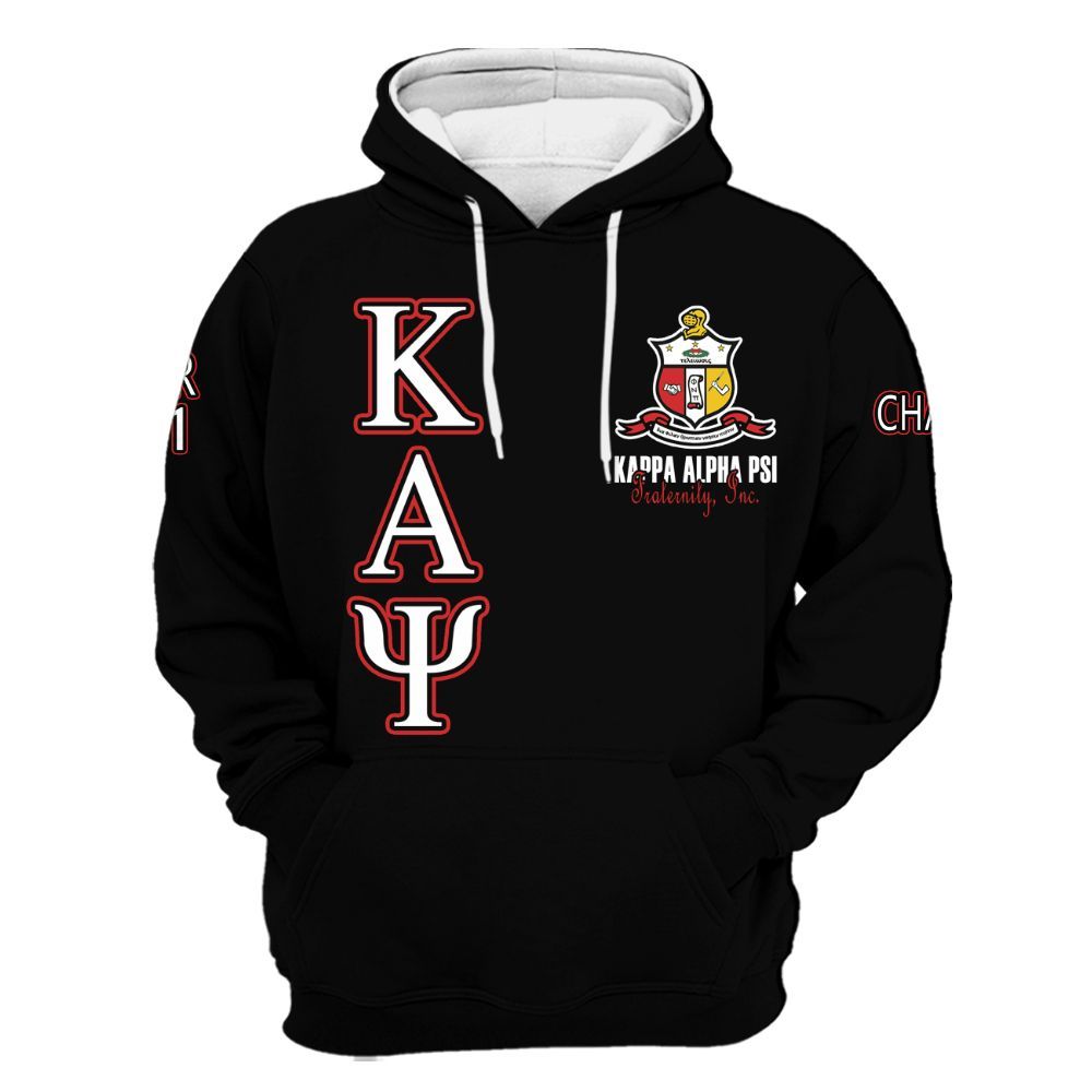 Ireishprint ΚΑΨ Custom Chapter Shirt, Personalized Black Shirt ΚΑΨ 1911 Fraternity Hoodie