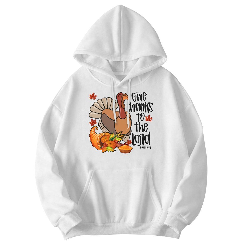 Amare Box Turkey Thanksgiving Shirt, Give Thanks To The Lord Bible Verse Design Gift For Fan Unisex Hoodie