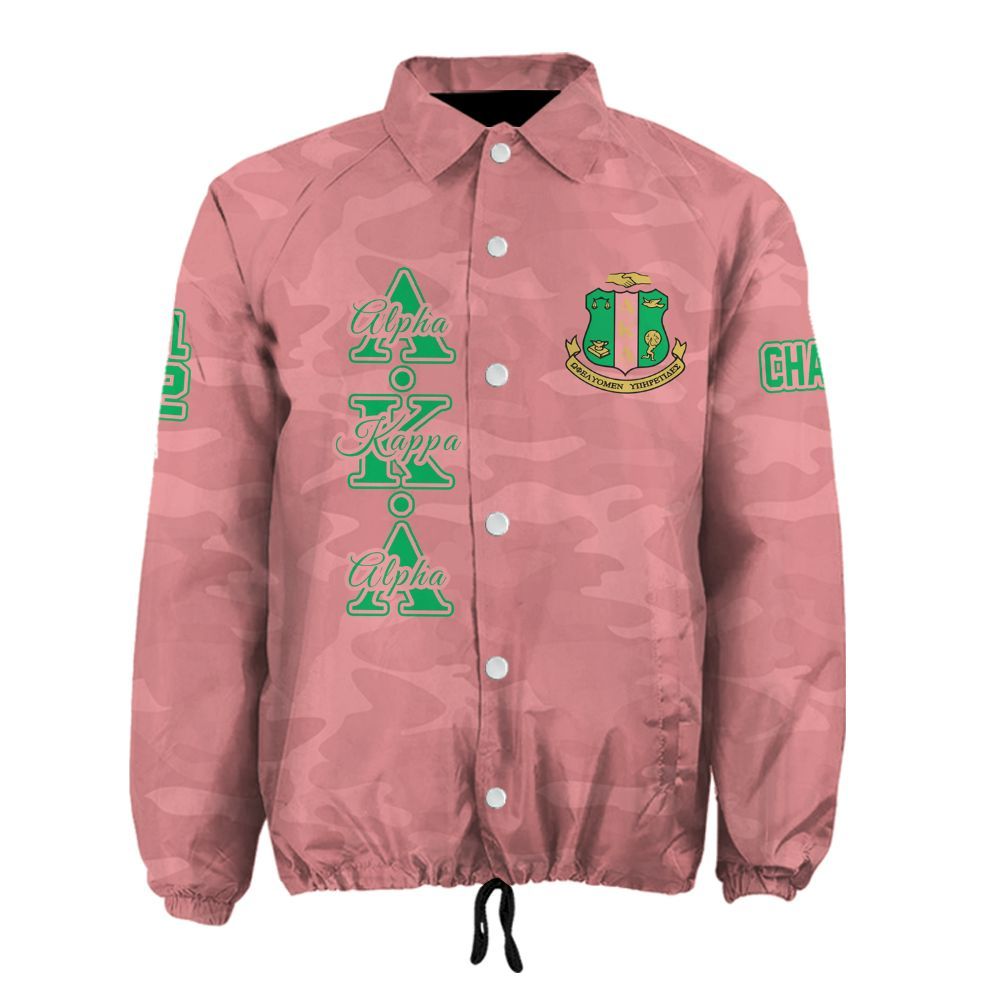 Ireishprint A.K.A Custom Line Crossing Jacket, Personalized Camo Style Salmon Pink Jacket 1908 Sorority Crossing Jacket