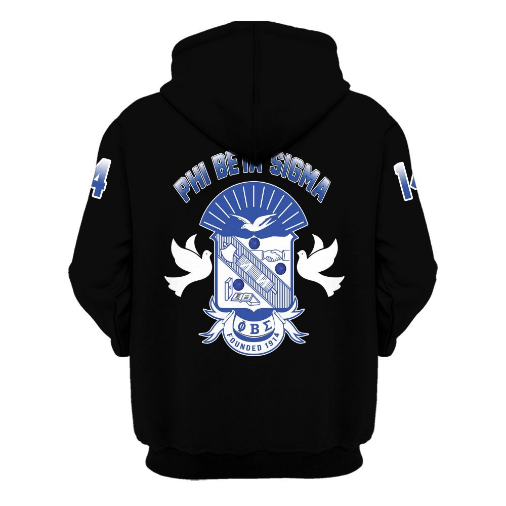 Ireishprint Phi Beta Sigma Shirt, Dove ΦΒΣ Black Duo Royal Blue Style 1914 Fraternity Hoodie