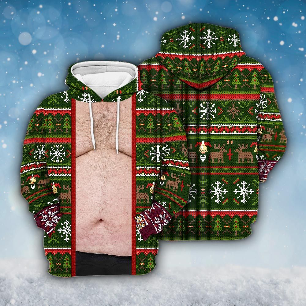 Amare Box Faux Real Six Pack Realistic Ugly Christmas Sweater, Santa Meme Funny Christmas Knit Xmas Funny Design Gift