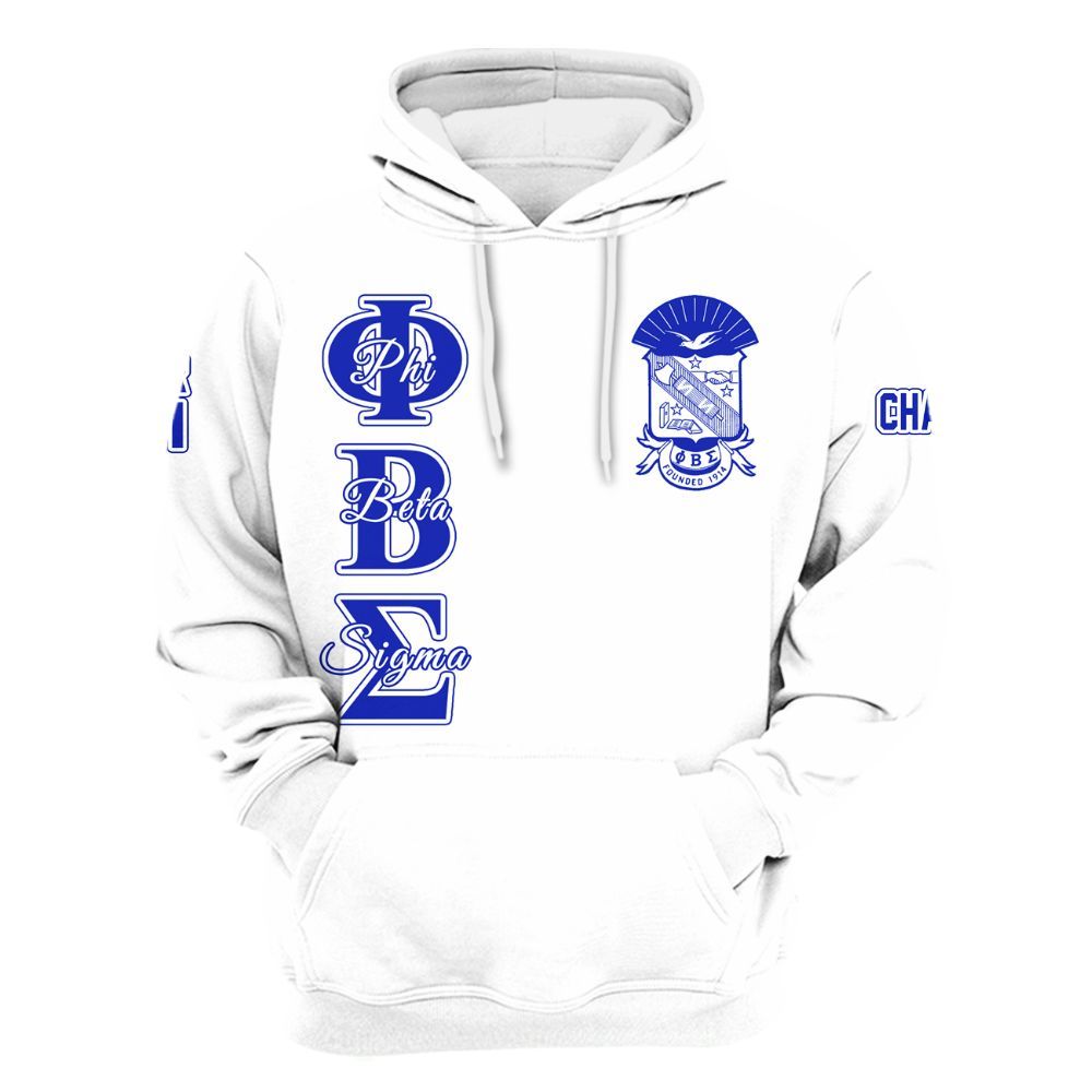 Ireishprint Phi Beta Sigma Custom Chapter Shirt, Personalized White Royal Blue Shirt Phi Beta Sigma Fraternity Hoodie