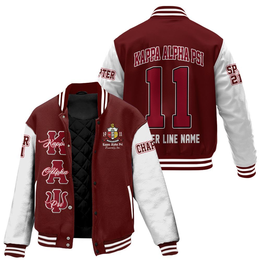 Ireishprint ΚΑΨ Custom Chapter Stitched Jacket, Personalized Krimson White Sleeve Kappa Fraternity Embroidered Jacket