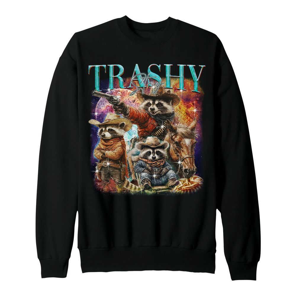 Amare Box Retro Stay Trashy Shirt, Funny Cowboy Cowboy Raccoon West Country Cute Unisex Sweatshirt