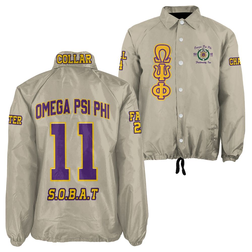 Ireishprint ΩΨΦ Custom Line Crossing Jacket, Personalized Cream Jacket ΩΨΦ 1911 Fraternity Crossing Jacket