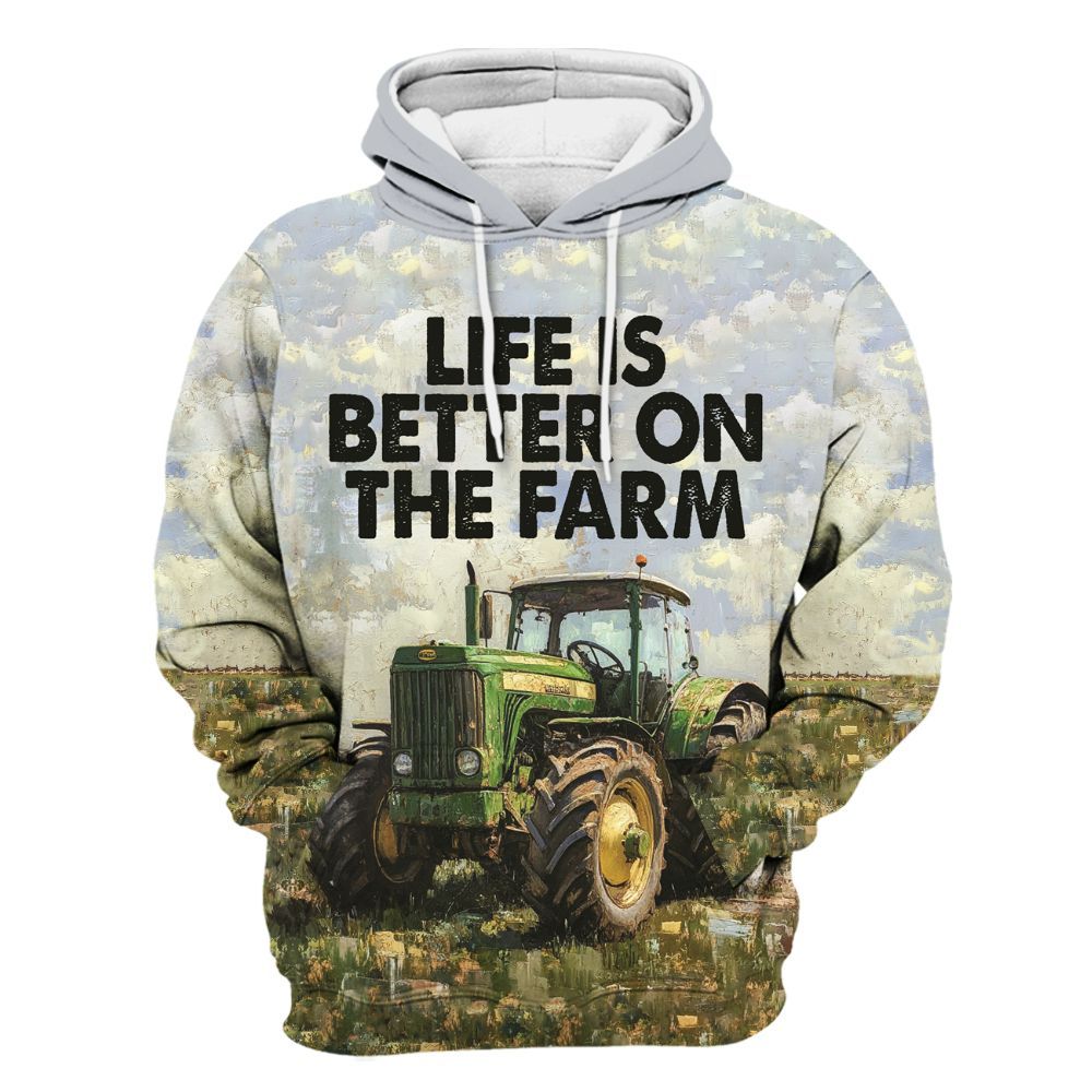 Amare Box Farm Tractor Shirt, Life Is Better On The Farm, Custom Name, Love Tractor, Vintage Tractor, Love Farm, Gift For Farm Lover Unisex Hoodie
