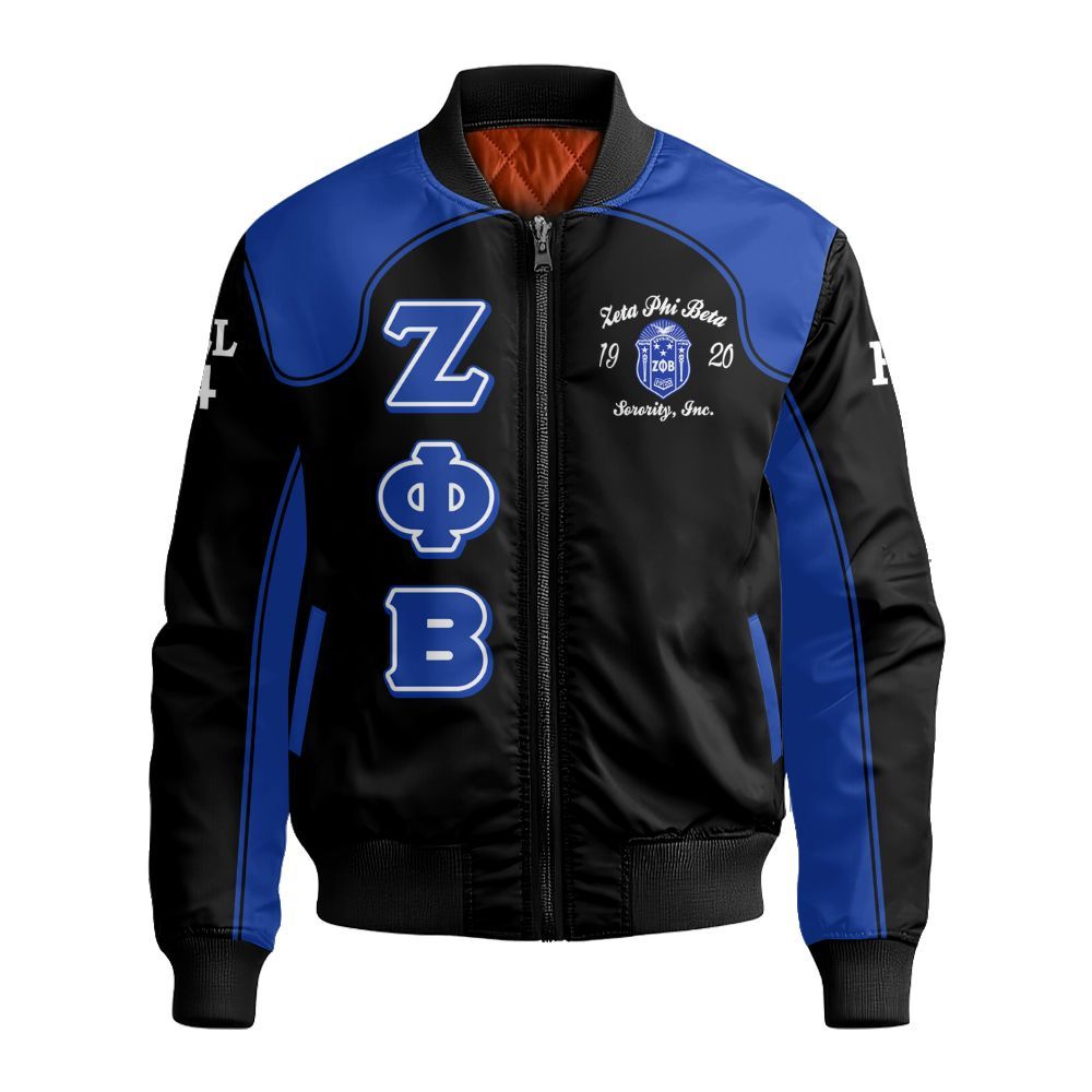 Ireishprint Zeta Phi Beta Custom Chapter Bomber Jacket, Z-Phi-B Jacket Racing Style Sorority Bomber Jacket
