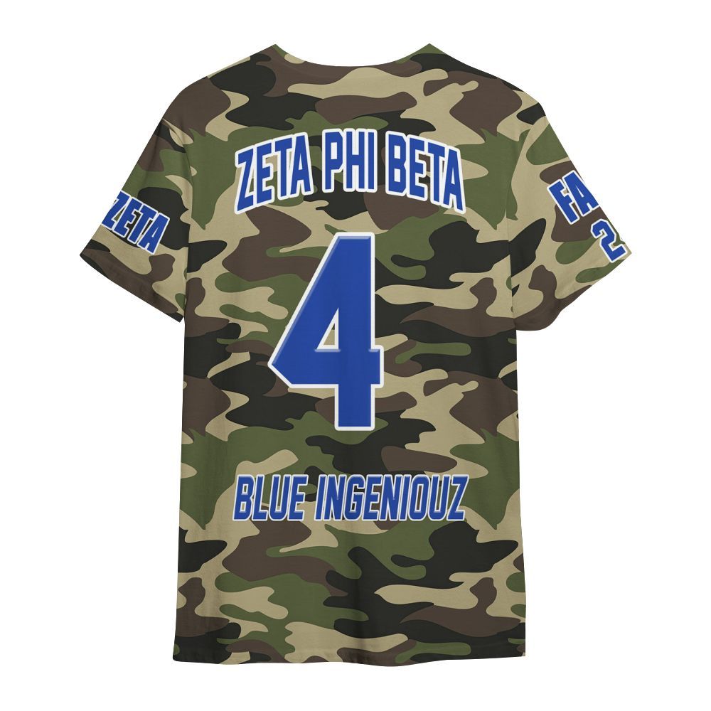 Ireishprint Zeta Phi Beta Custom Chapter Shirt, Personalized Camo Style Camoflage Shirt Zeta Phi Beta Sorority All Over Print Shirt