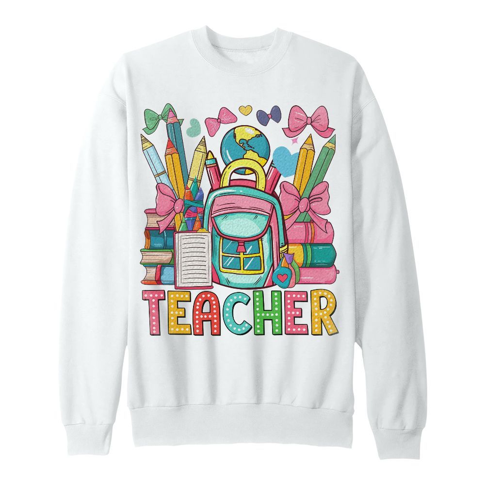 Amare Box Teacher Coquette School Shirt, Teacher Back To School Shirt, Funny Teacher Quotes Gift Unisex Sweatshirt