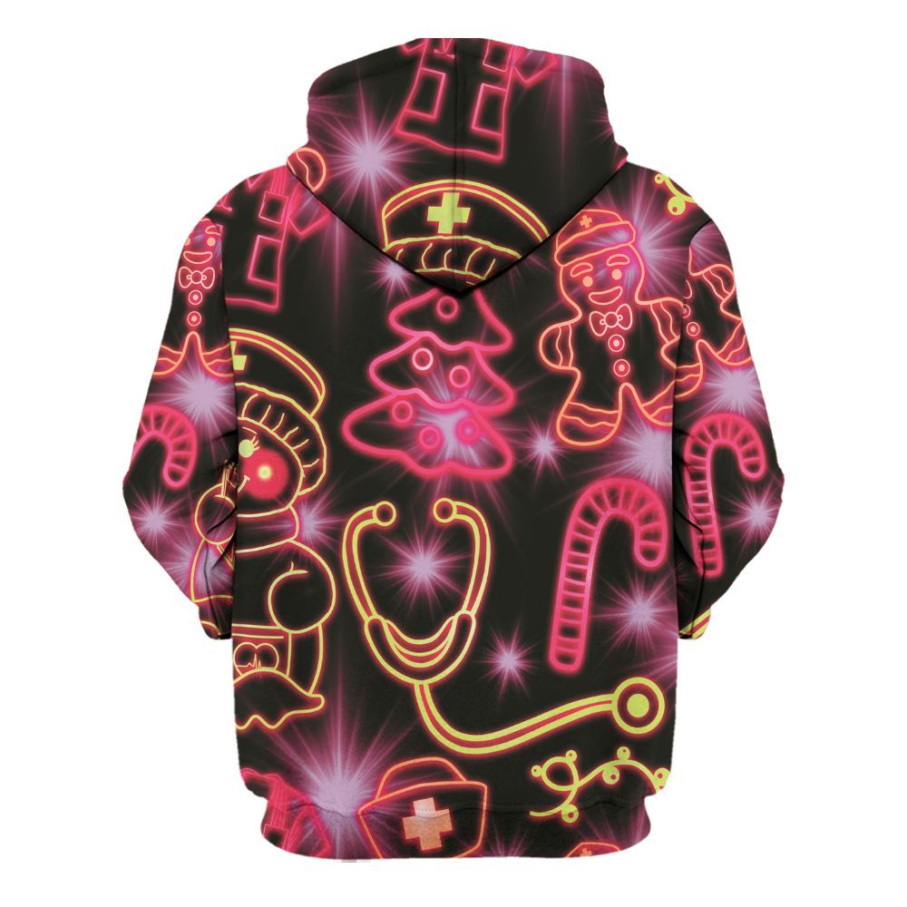 Amare Box Snow Nurse Neon Light, Nurse Doodle, Nurse Stuff, Gift For Nurse, Nurse Xmas Unisex Hoodie