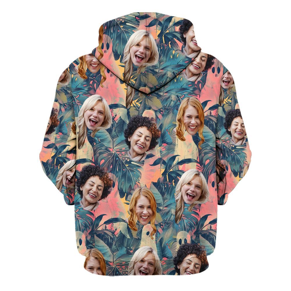 Amare Box Custom Face Photo Halloween Hawaiian Shirt, Friends Halloween Party Unisex Hoodie
