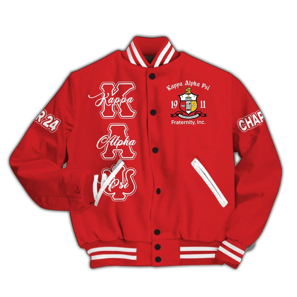 Ireishprint ΚΑΨ Custom Chapter Varsity Jacket, Personalized Krimson Red ΚΑΨ Jacket Fraternity Jacket