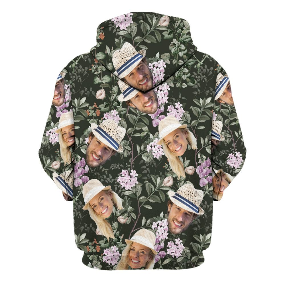 Amare Box Custom Photo Face Hawaiian Shirt, Personalized Face Couple Bachelorette Party, Anniversary Birthday Gift For Pet Unisex Hoodie