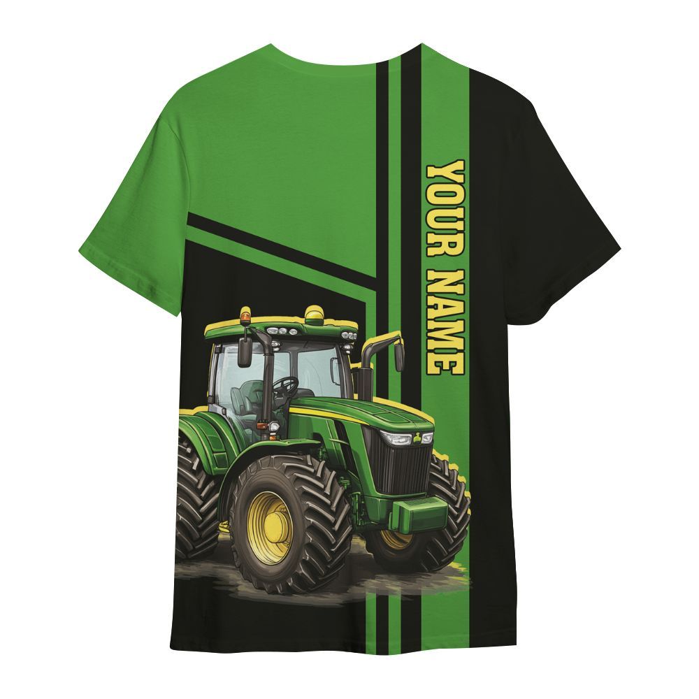Amare Box Farm Tractor Shirt, Green Tractor, Custom Tractor Name, Custom Name, Tractor Clipart, Vintage Tractor, Gift For Farm Lover All Over Print Unisex Shirt