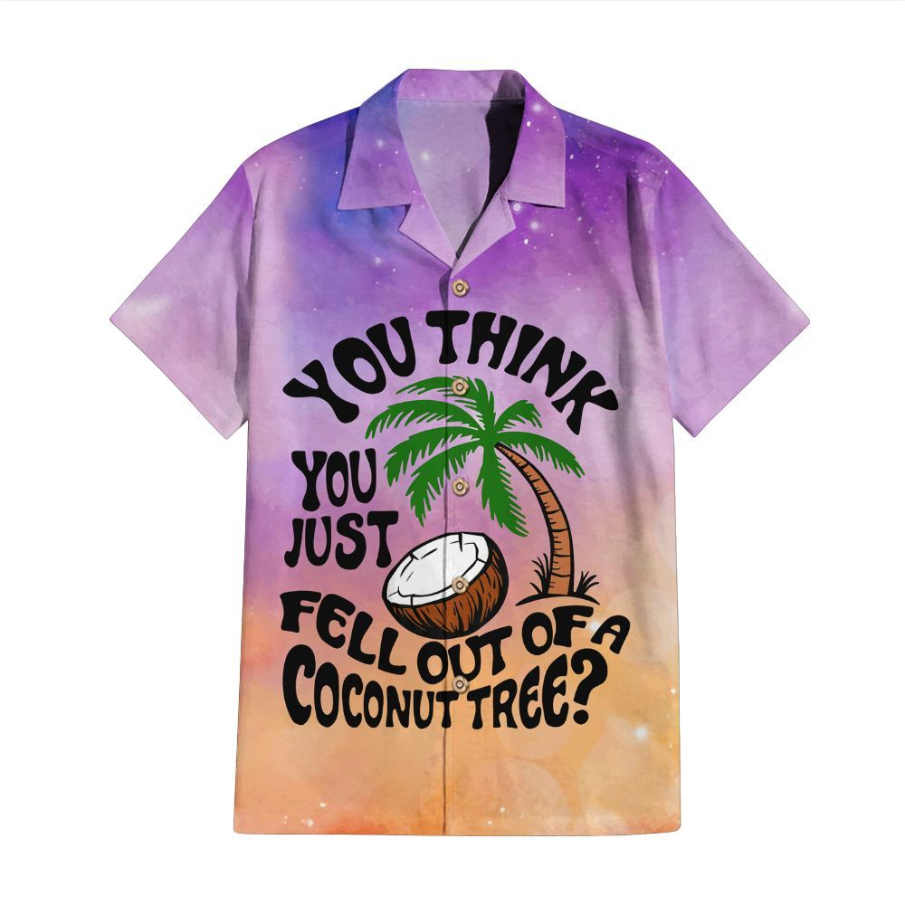 Amare Box Coconut Tree Watercolor Shirt, You Think You Just Fell Out Of A Coconut Tree Shirt Unisex Hawaii Shirt, Short