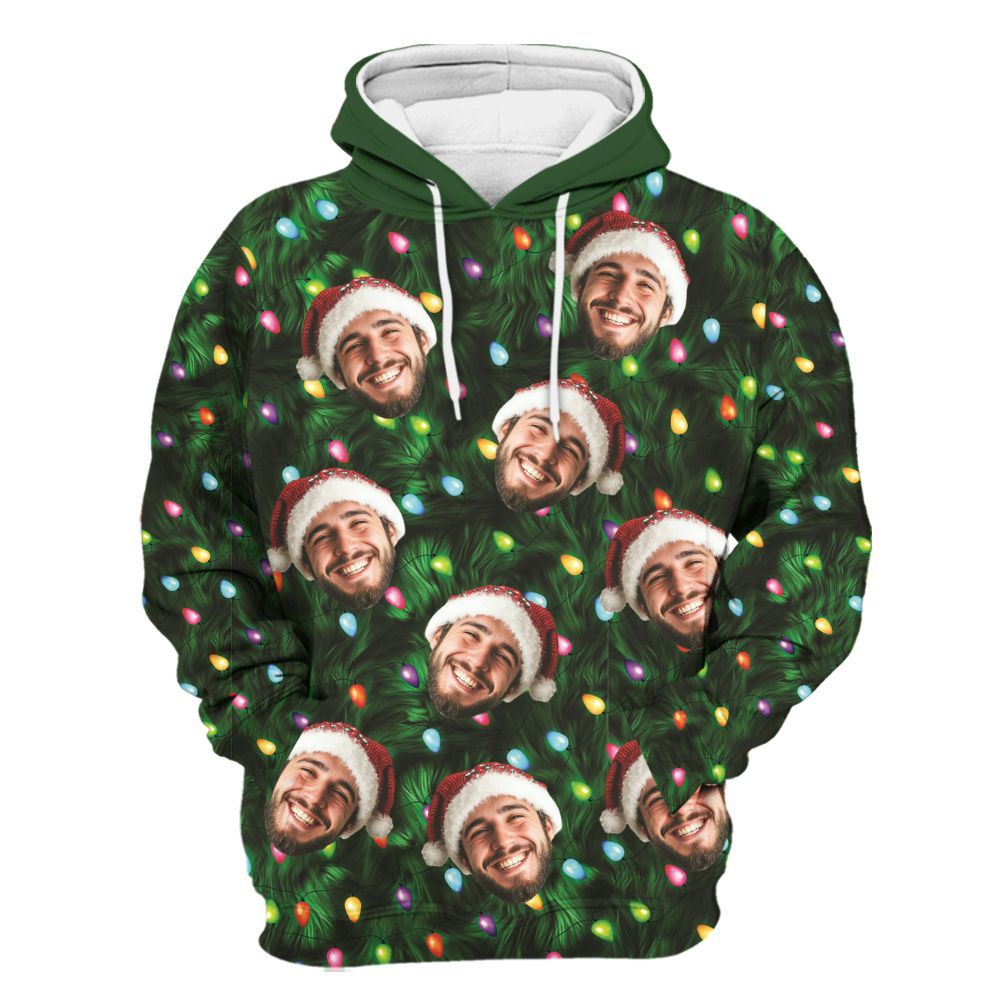 Amare Box Personalized Photo Funny Merry X-mas Ugly Sweater, Custom Merry Xmas Christmas Party Gift For Dad Unisex Hoodie