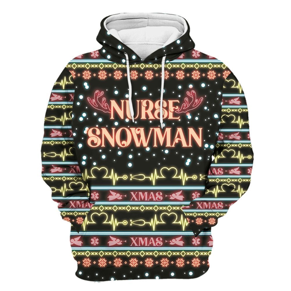 Amare Box Nurse Snowman Neon Light, Nurse Christmas, Gift For Nurse, Nurse Xmas Unisex Hoodie