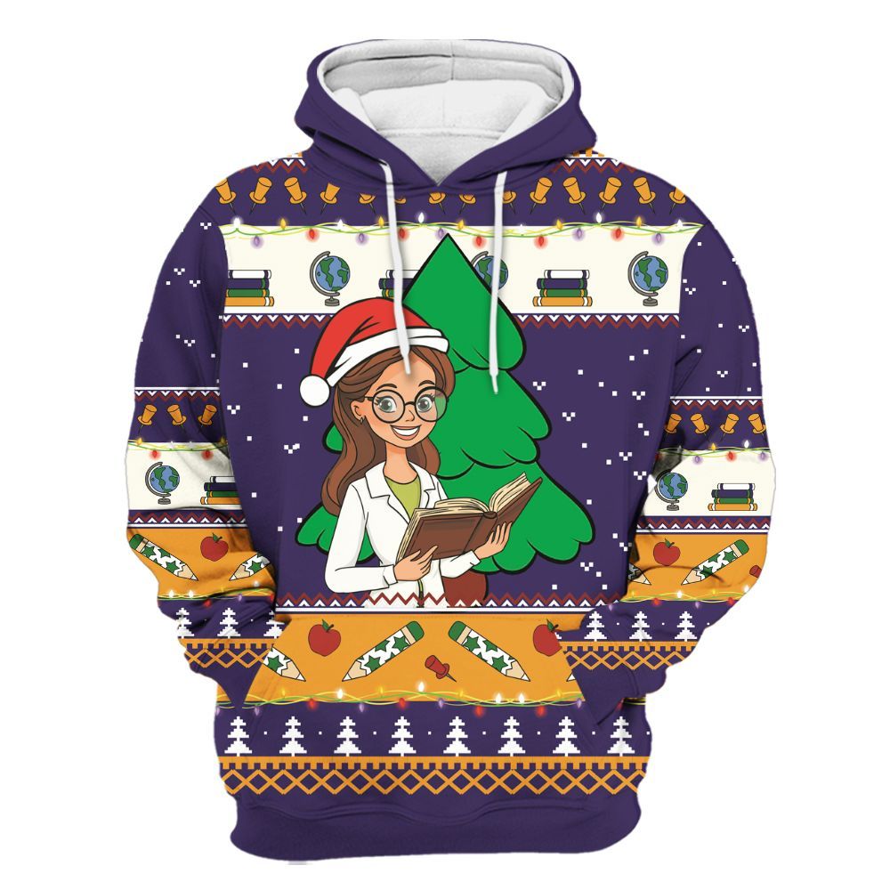 Amare Box Teacher, Santa Teacher Shirt, Teacher Xmas, Teach Stuff, Gift For Teacher Unisex Hoodie