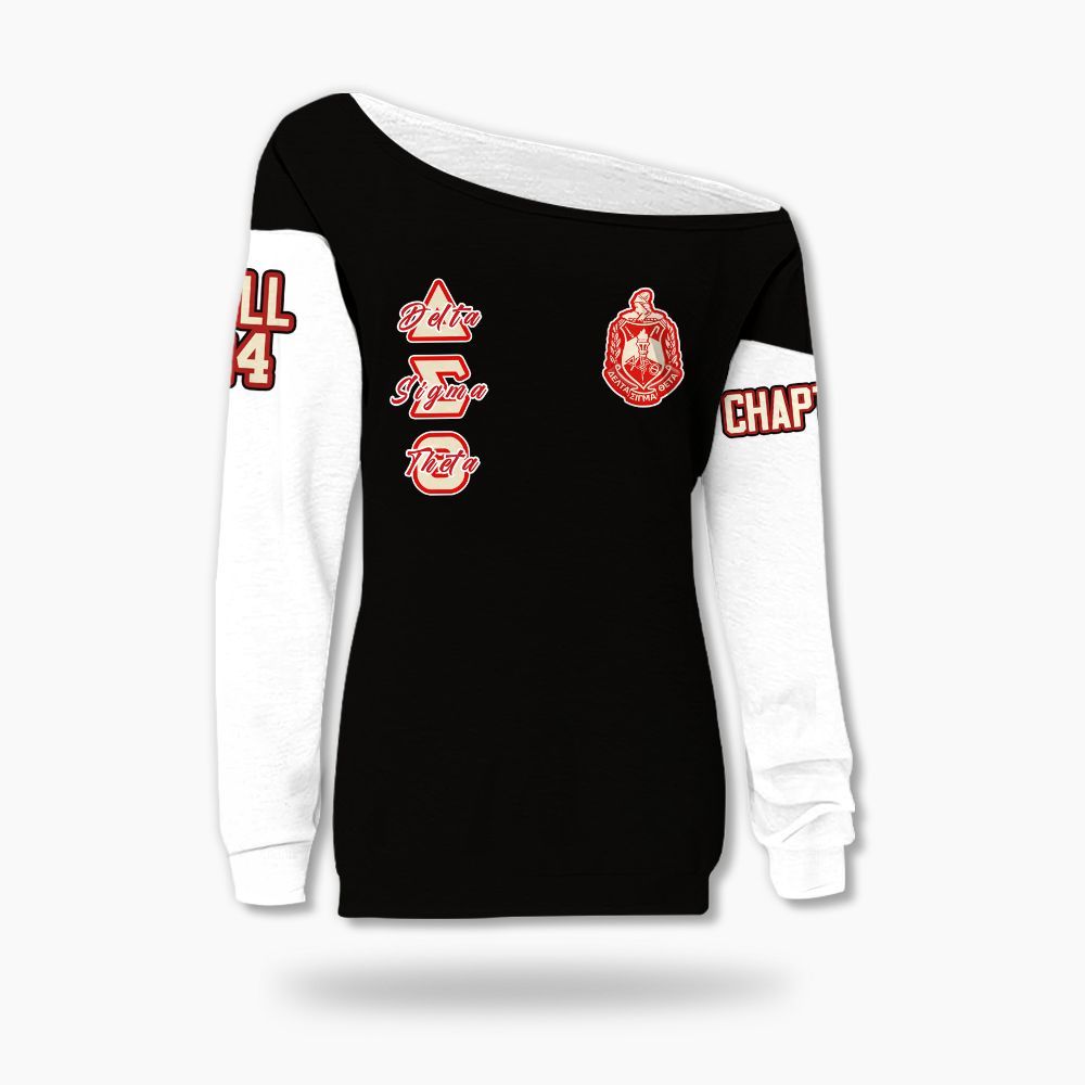 Ireishprint Delta Sigma Theta Custom Chapter Off Shoulder Sweatshirt, Delta Sigma Theta Sisterhood Black Shirt 1913 Sorority Off Shoulder Sweatshirt