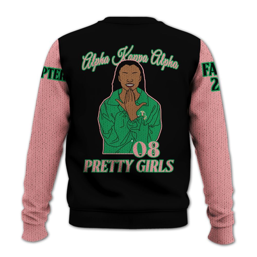 Ireishprint A.K.A Custom Chapter Shirt, Personalized Black Mix Salmon Pink Shirt A.K.A Sorority Knitted Sweater